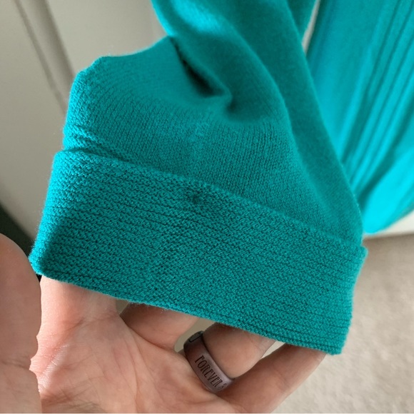 Turquoise/teal long button-up cardigan - Picture 5 of 9